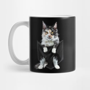 Funny Cute Cat Inside Pocket, Cat Lover Mug